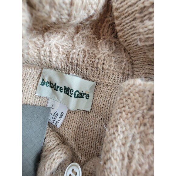 Deirdre McGuire Women's 100% Alpaca Wool Sweater Large Beige Floral Embroidered - Picture 3 of 10